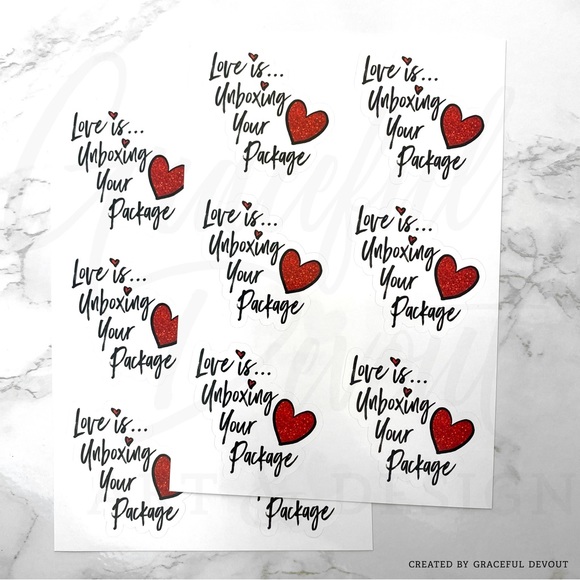 Love Is…Unboxing Your Package- Sticker 2" (inches) 48ct.)  [GD43-48] - Picture 5 of 5